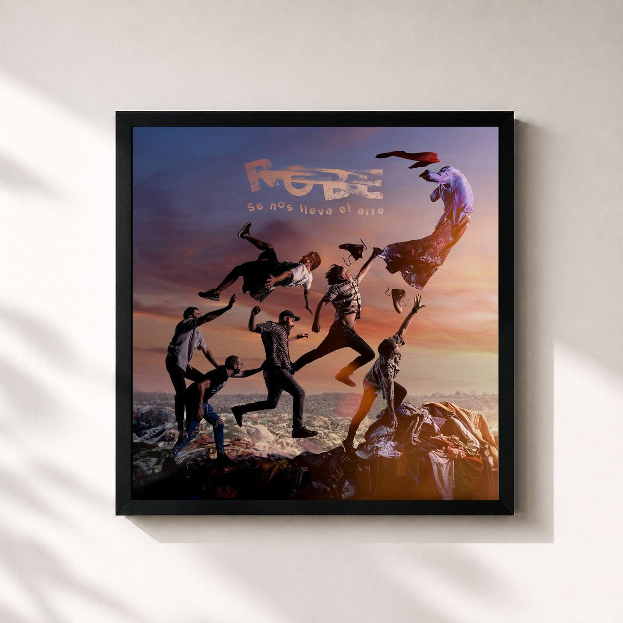 #noir Tableau carré de l'album Se nos lleva el aire de Robe, cadre noir 32x32 cm