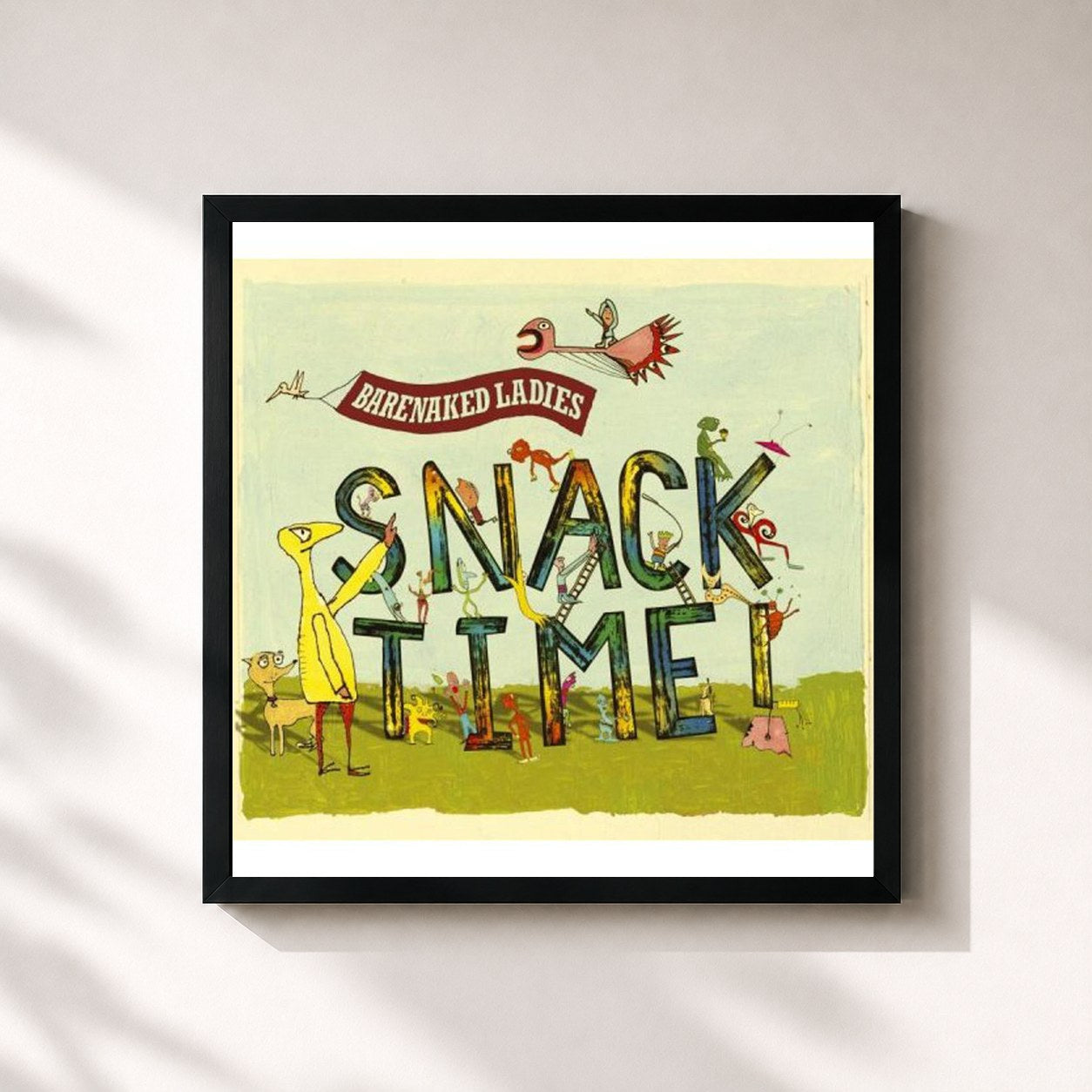 #noir Tableau carré de l'album Snacktime! de Barenaked Ladies, cadre noir 32x32 cm