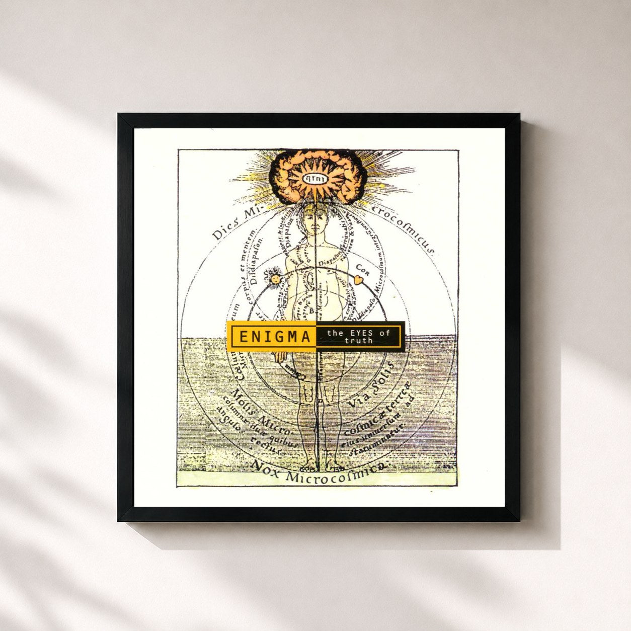 #noir Tableau carré de l'album The Eyes Of Truth de Enigma, cadre noir 32x32 cm