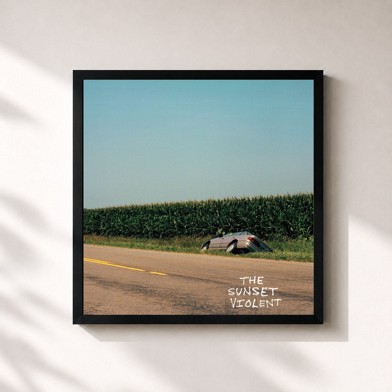 #noir Tableau carré de l'album The Sunset Violent de Mount Kimbie, cadre noir 32x32 cm