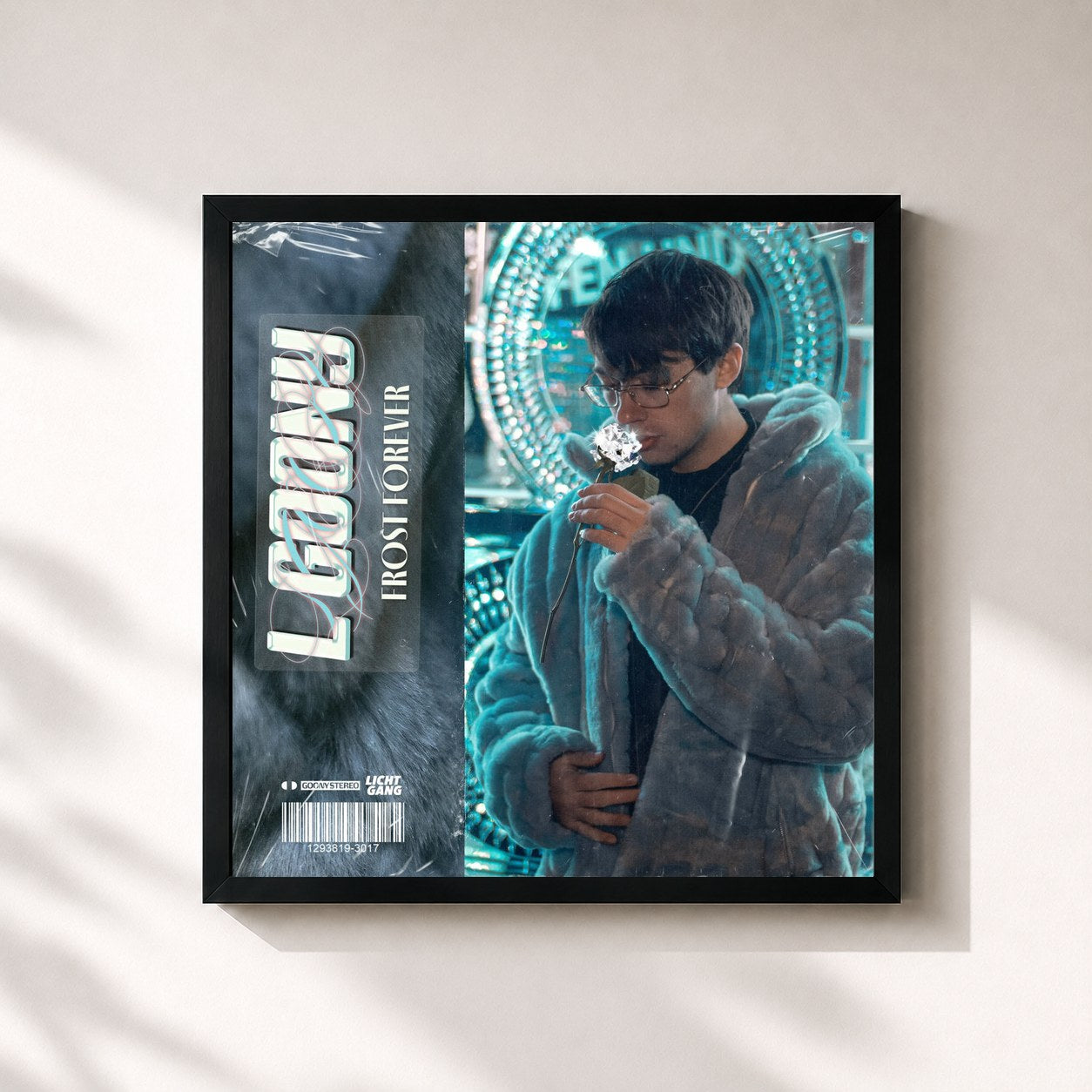 #noir Tableau carré de l'album Frost Forever de LGoony, cadre noir 32x32 cm
