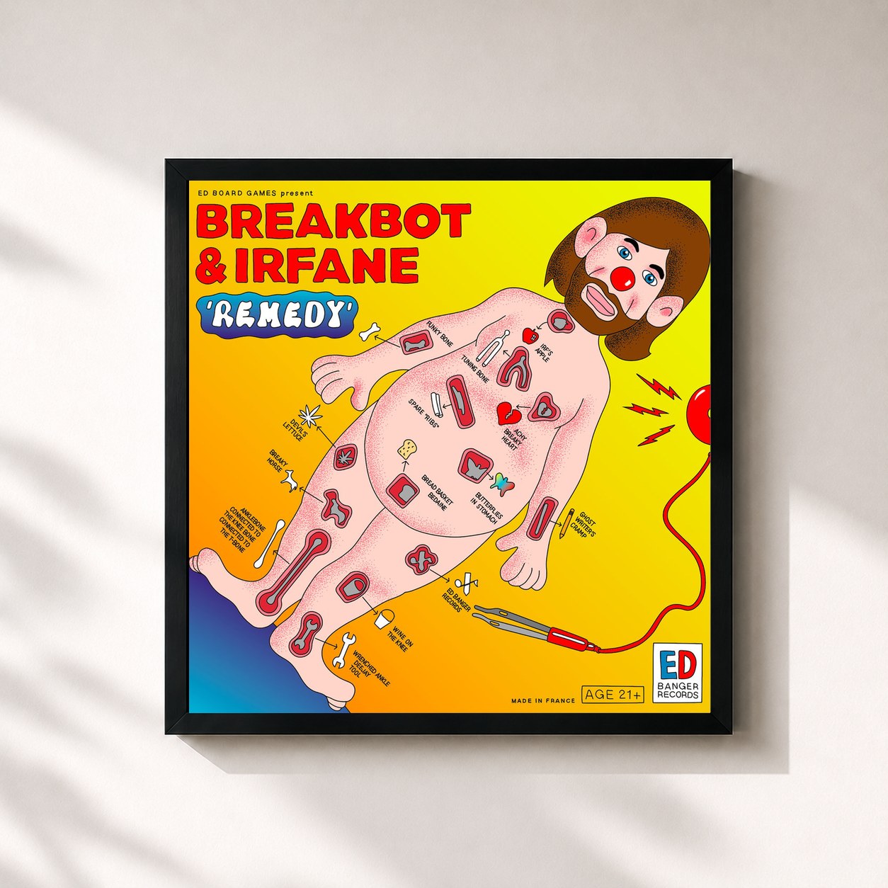 #noir Tableau carré de l'album Remedy de Breakbot, cadre noir 32x32 cm