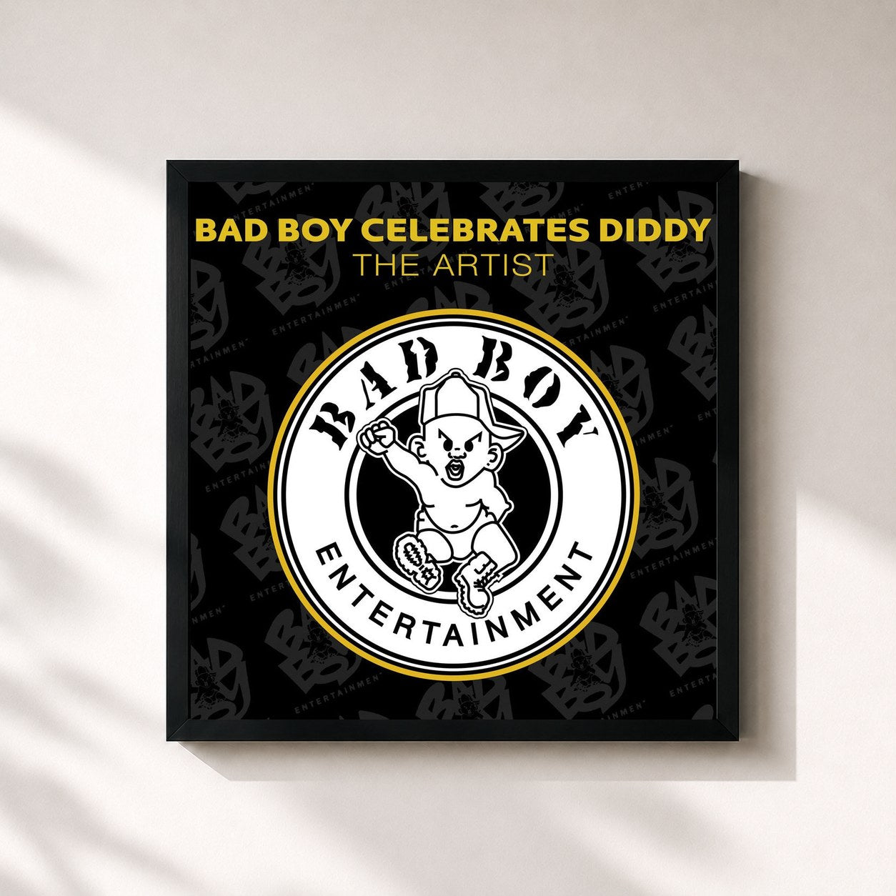 #noir Tableau carré de l'album BAD BOY CELEBRATES DIDDY: The Artist de Diddy, cadre noir 32x32 cm