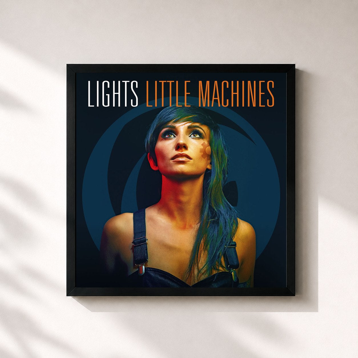 #noir Tableau carré de l'album Little Machines de LIGHTS, cadre noir 32x32 cm