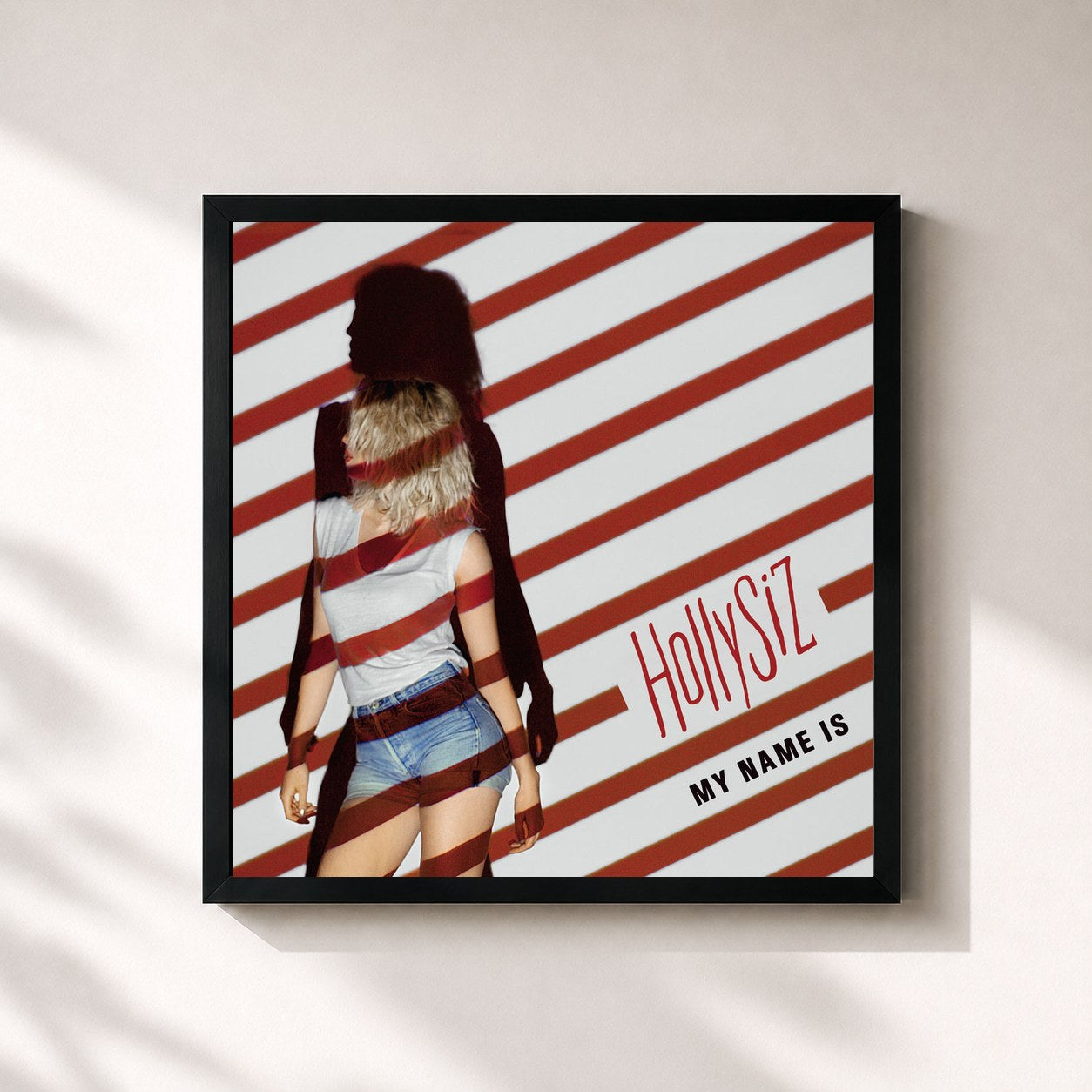 #noir Tableau carré de l'album My Name Is de HollySiz, cadre noir 32x32 cm
