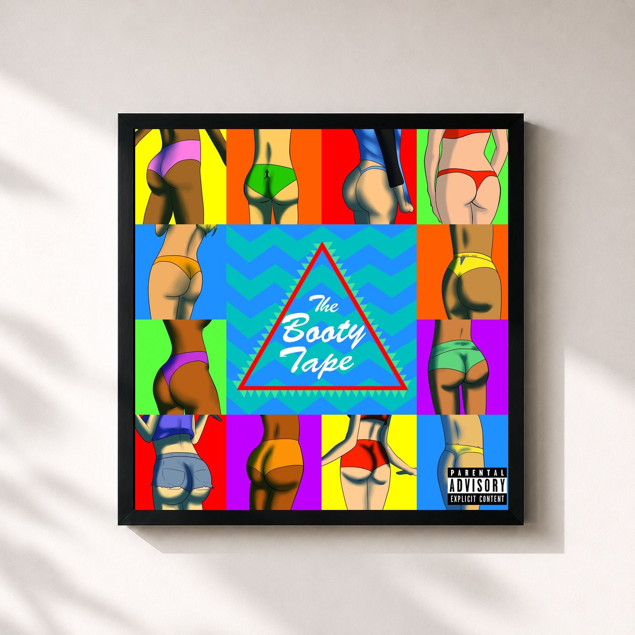#noir Tableau carré de l'album The Booty Tape de Ugly God, cadre noir 32x32 cm