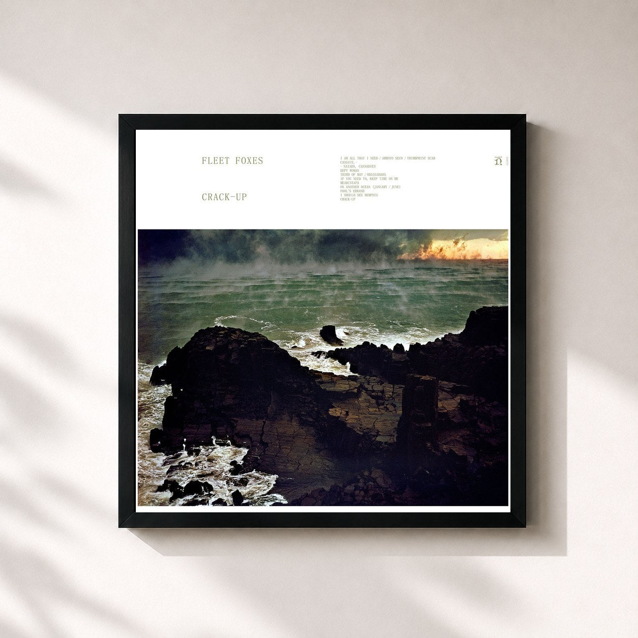 #noir Tableau carré de l'album Crack-Up de Fleet Foxes, cadre noir 32x32 cm