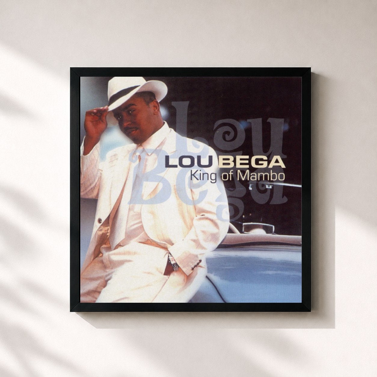 #noir Tableau carré de l'album King Of Mambo de Lou Bega, cadre noir 32x32 cm