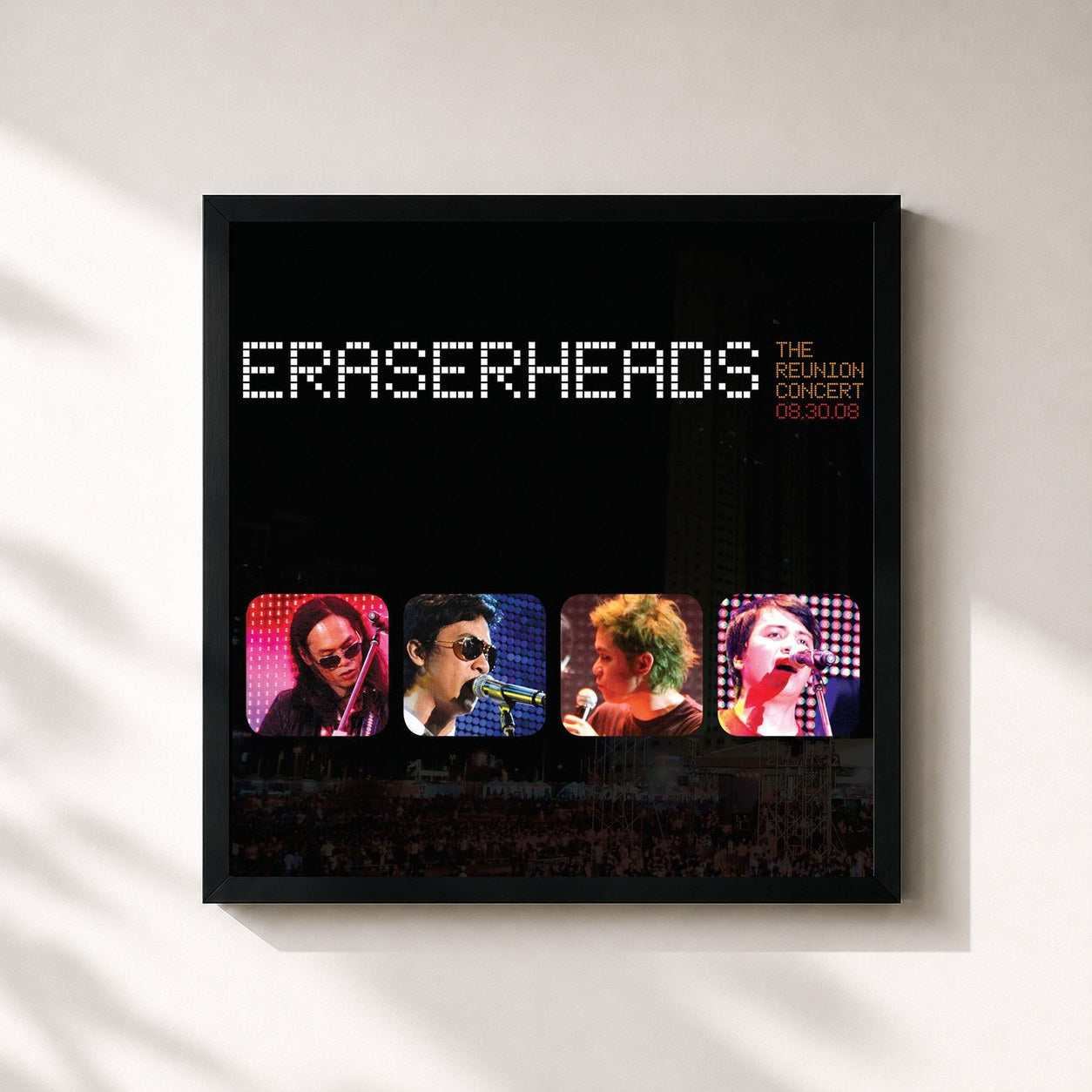 #noir Tableau carré de l'album Eraserheads: The Reunion Concert! de Eraserheads, cadre noir 32x32 cm