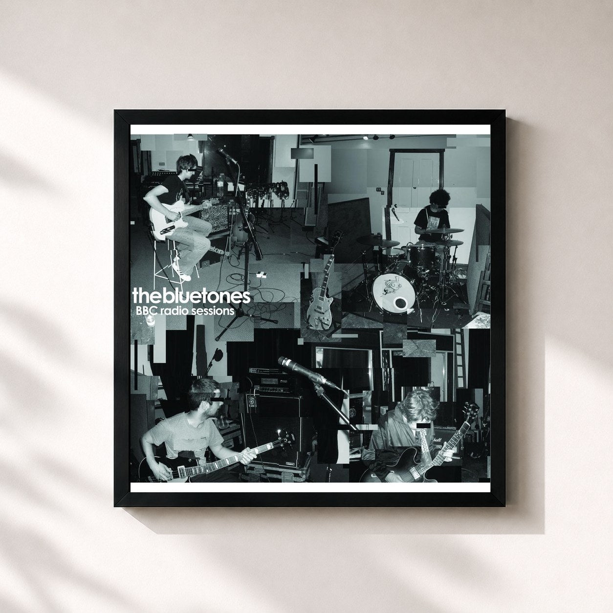 #noir Tableau carré de l'album BBC Radio Sessions de The Bluetones, cadre noir 32x32 cm