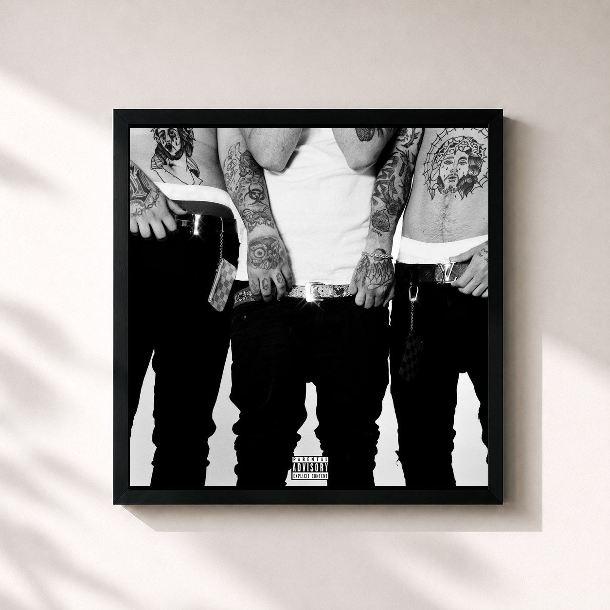 #noir Tableau carré de l'album FSK TRAPSHIT de FSK SATELLITE, cadre noir 32x32 cm