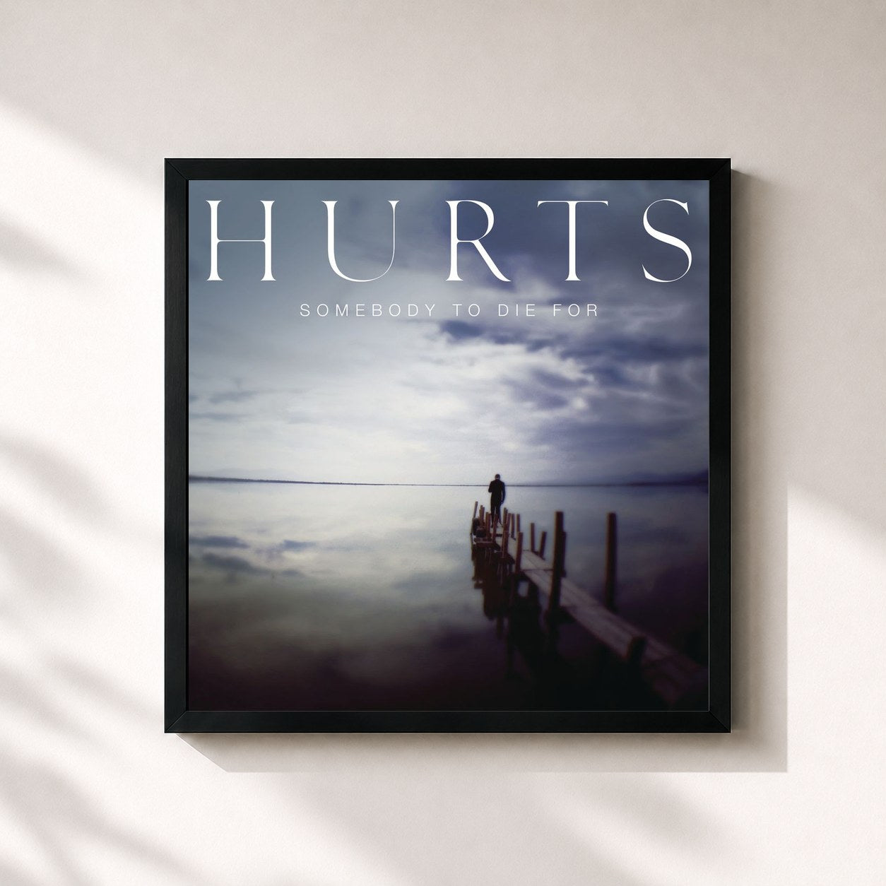 #noir Tableau carré de l'album Somebody to Die For de Hurts, cadre noir 32x32 cm