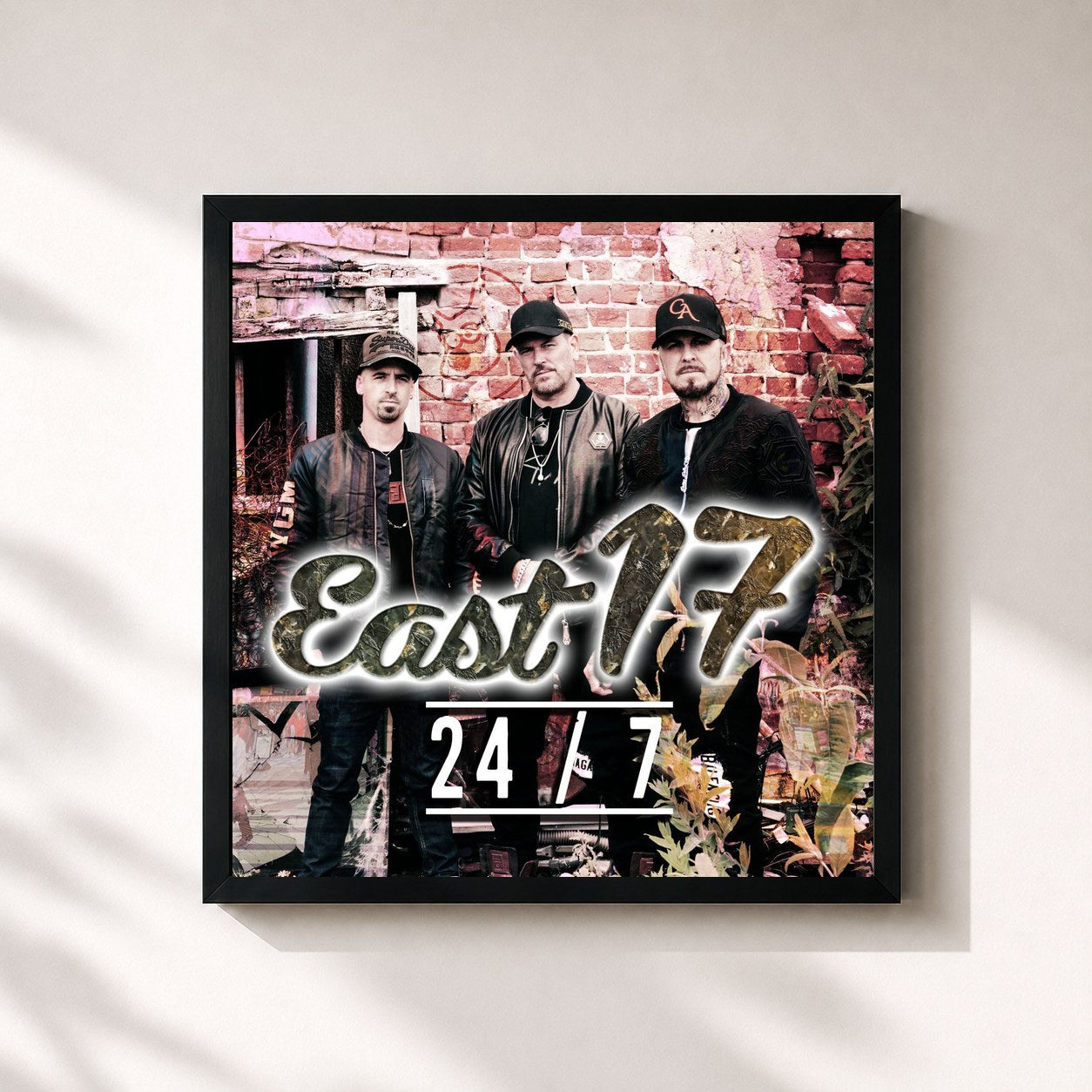 #noir Tableau carré de l'album 24/7 de East 17, cadre noir 32x32 cm
