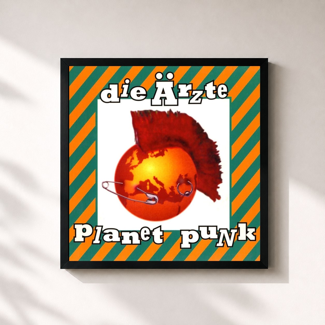 #noir Tableau carré de l'album Planet Punk de Die Ärzte, cadre noir 32x32 cm