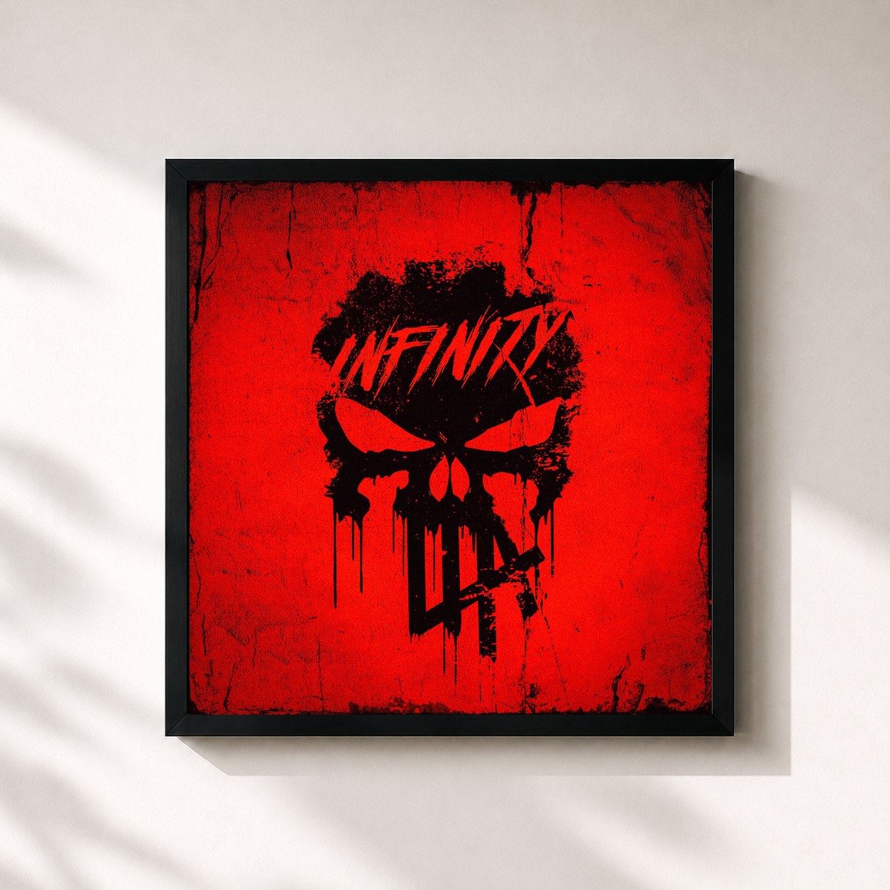#noir Tableau carré de l'album Lang lebe Asche Infinity de Asche, cadre noir 32x32 cm