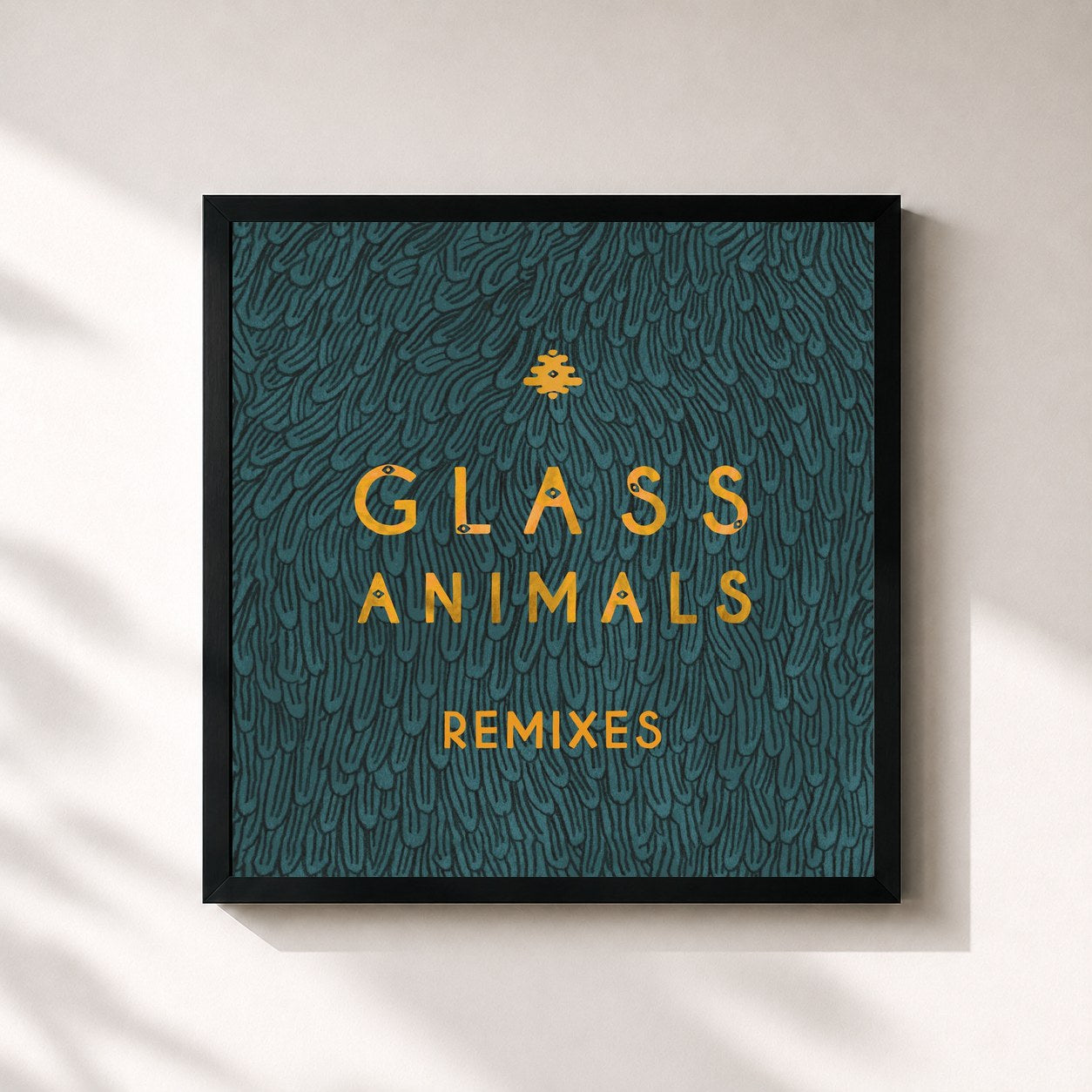 #noir Tableau carré de l'album Remixes de Glass Animals, cadre noir 32x32 cm