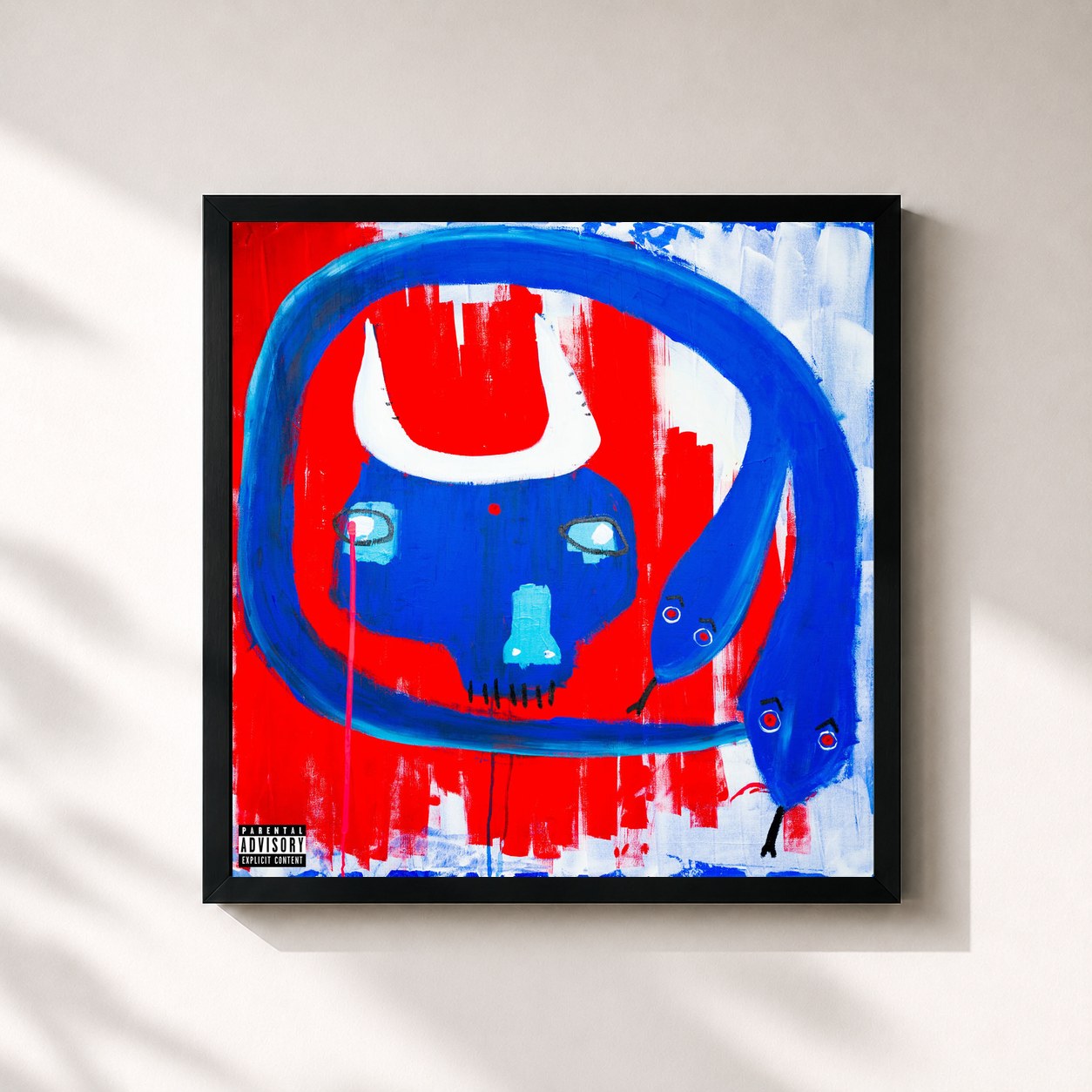 #noir Tableau carré de l'album White Bronco de Action Bronson, cadre noir 32x32 cm