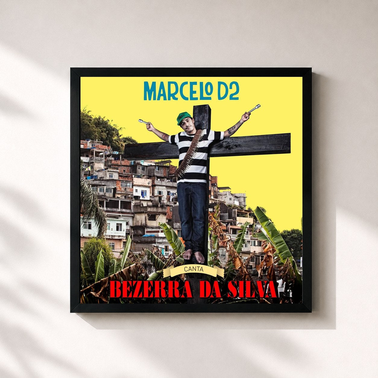 #noir Tableau carré de l'album Marcelo D2 - Canta Bezerra Da Silva de Marcelo D2, cadre noir 32x32 cm