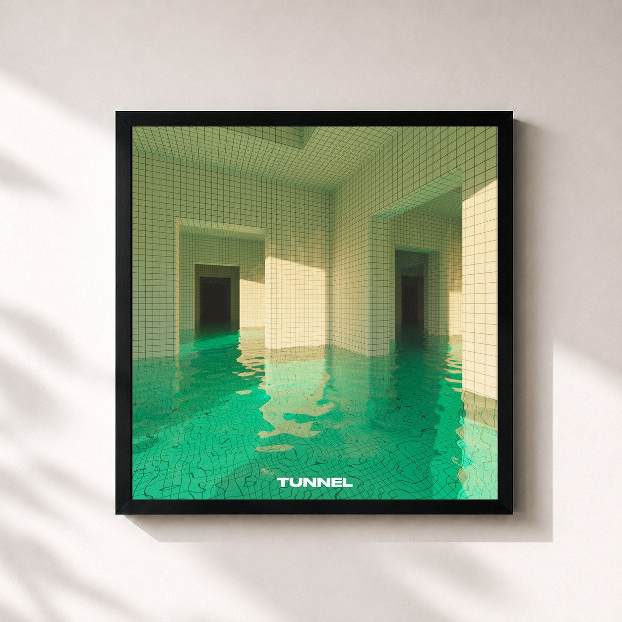 #noir Tableau carré de l'album TUNNEL de SIMBA LA RUE, cadre noir 32x32 cm