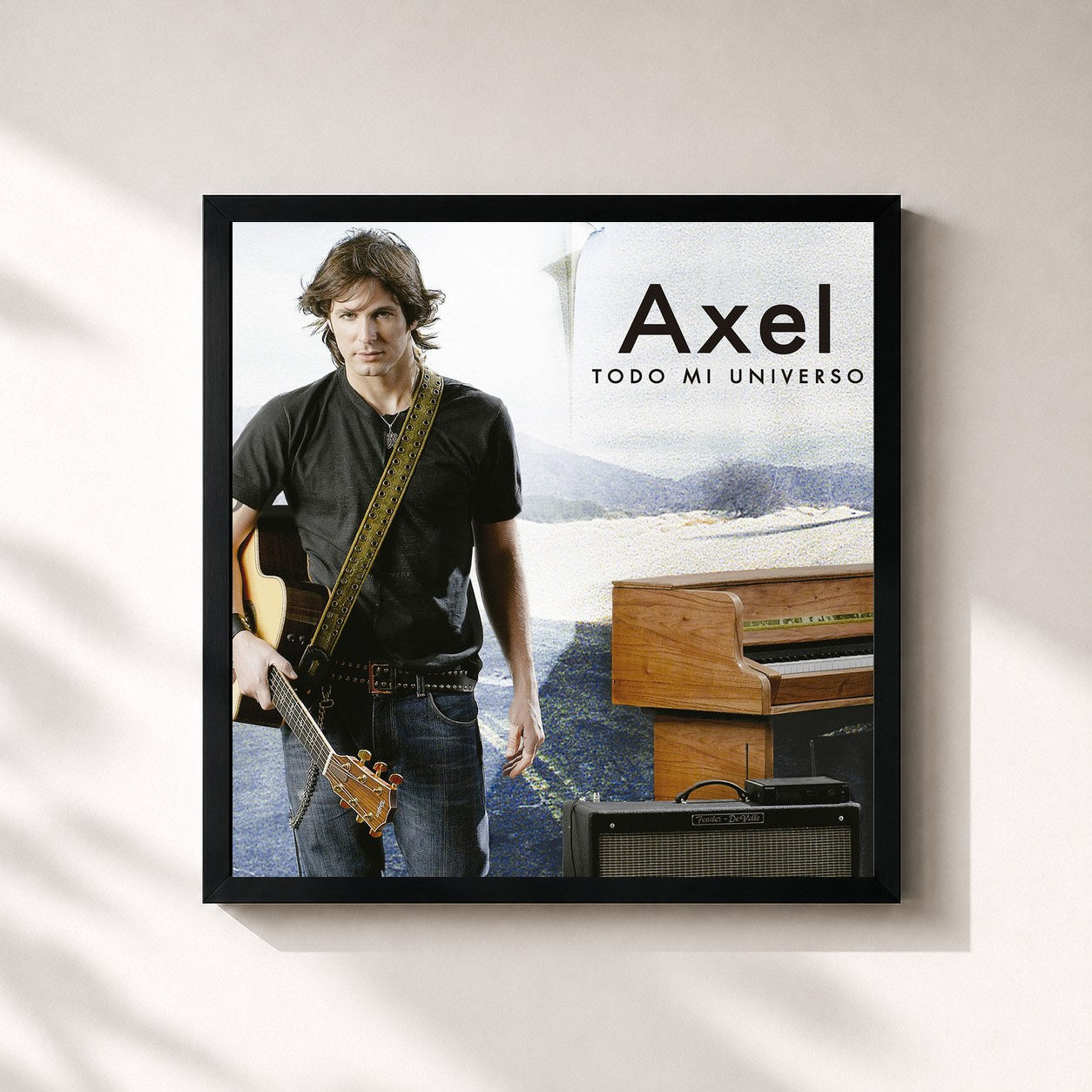 #noir Tableau carré de l'album Todo Mi Universo de Axel, cadre noir 32x32 cm