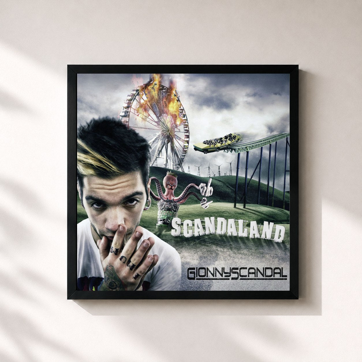 #noir Tableau carré de l'album Scandaland de GionnyScandal, cadre noir 32x32 cm
