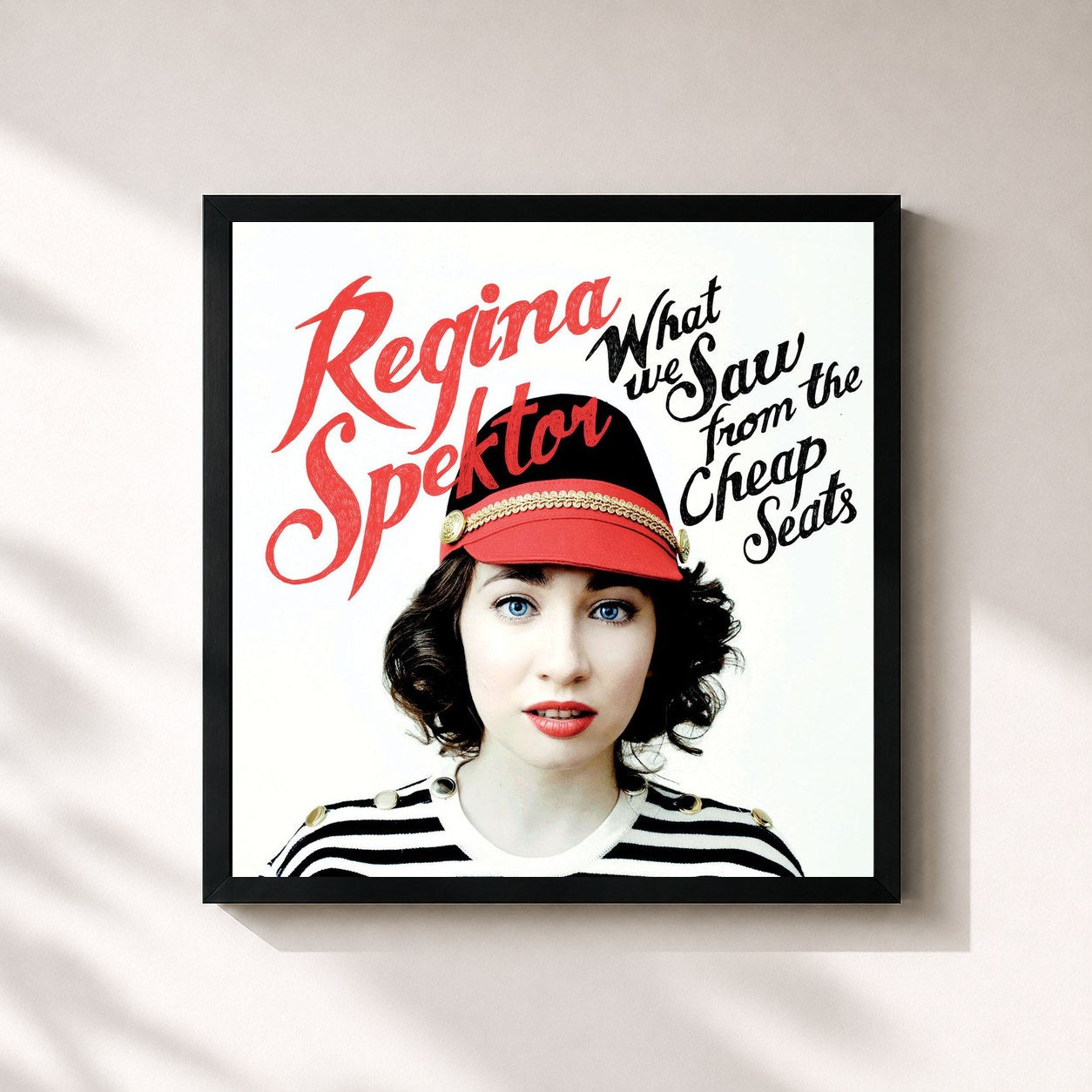 #noir Tableau carré de l'album What We Saw from the Cheap Seats de Regina Spektor, cadre noir 32x32 cm