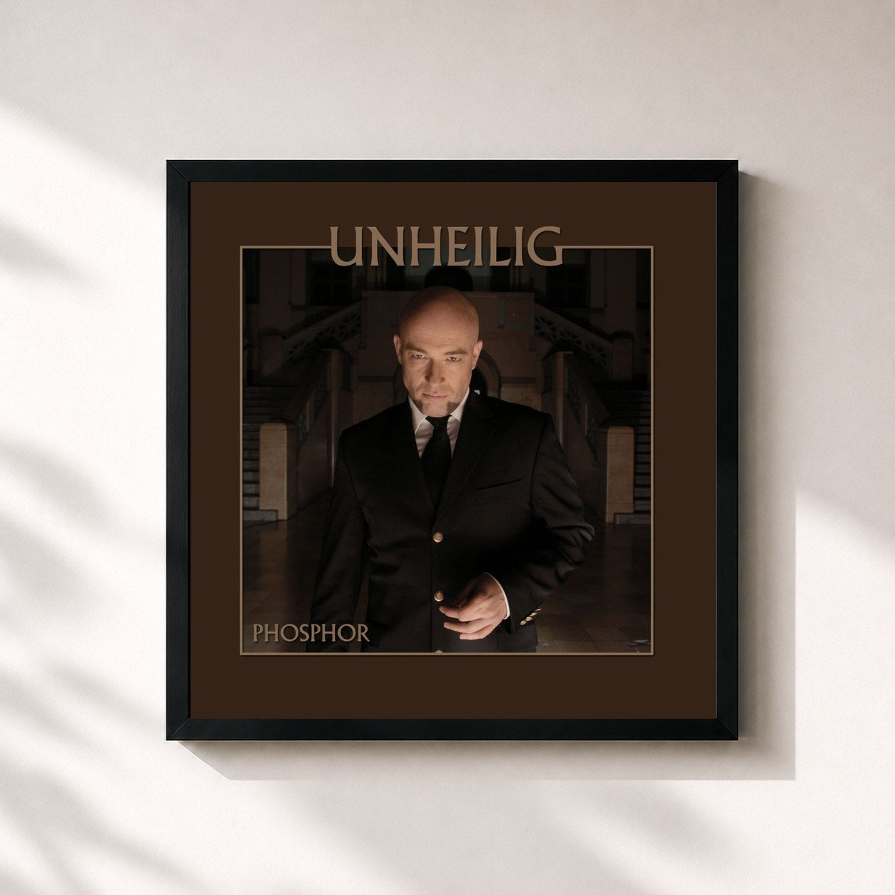 #noir Tableau carré de l'album Phosphor de Unheilig, cadre noir 32x32 cm