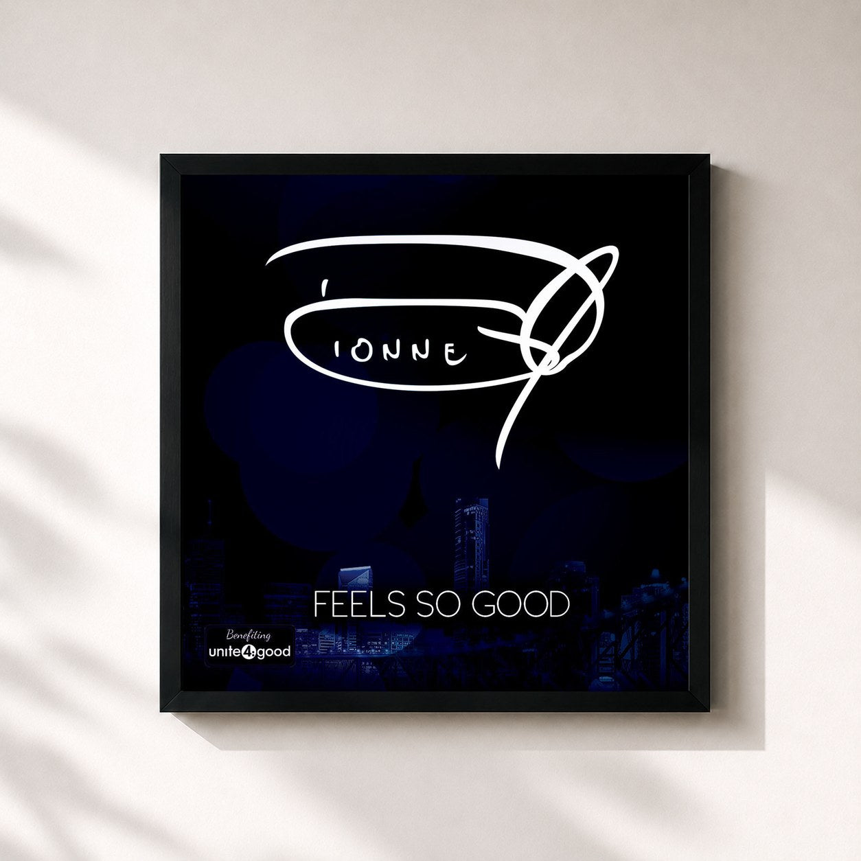 #noir Tableau carré de l'album Feels So Good de Dionne Warwick, cadre noir 32x32 cm