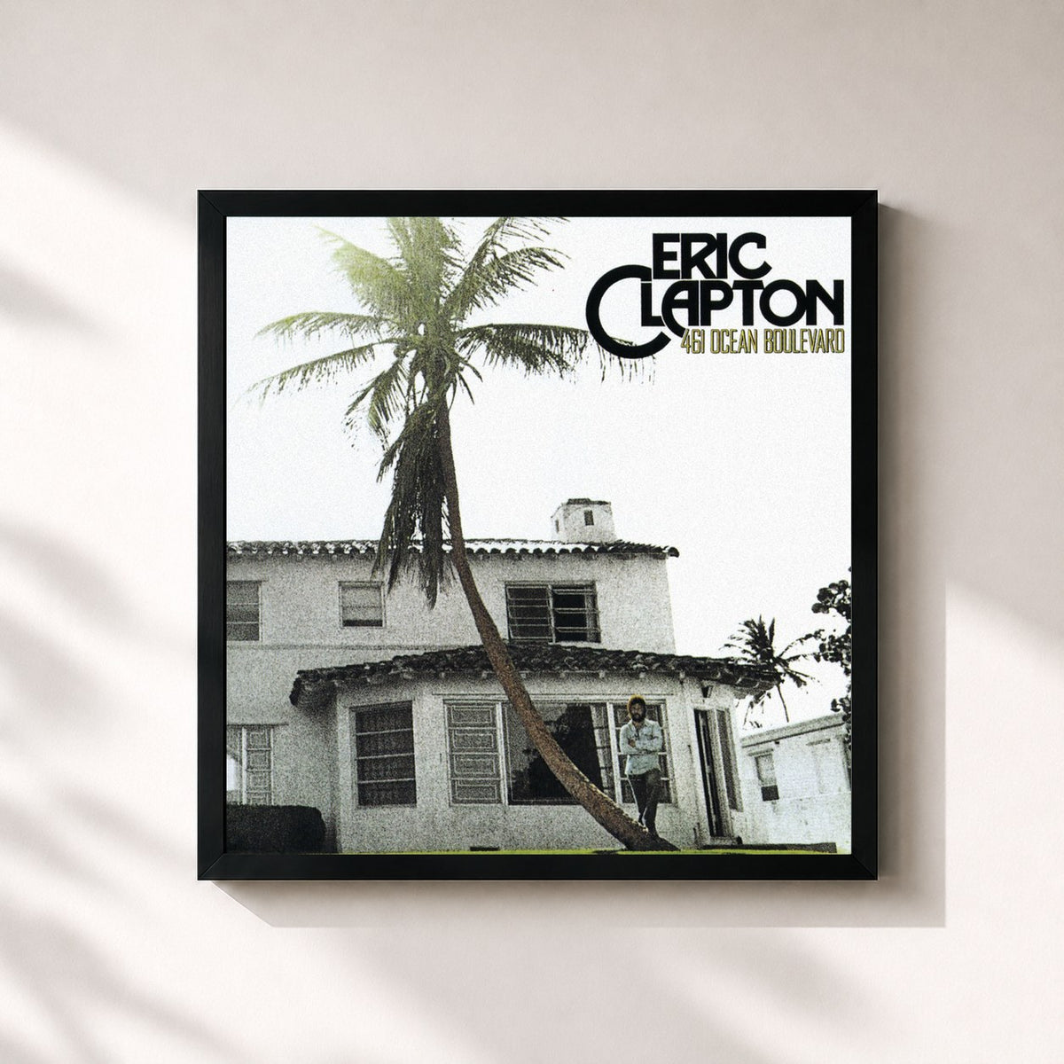 #noir Tableau carré de l'album 461 Ocean Boulevard de Eric Clapton, cadre noir 32x32 cm