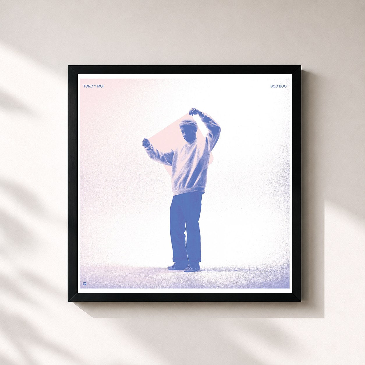 #noir Tableau carré de l'album Boo Boo de Toro Y Moi, cadre noir 32x32 cm