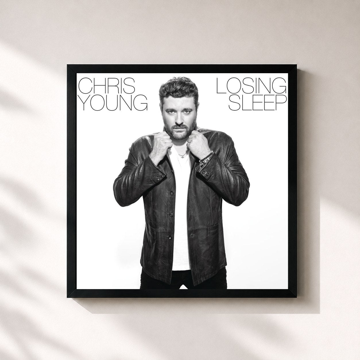 #noir Tableau carré de l'album Losing Sleep de Chris Young, cadre noir 32x32 cm