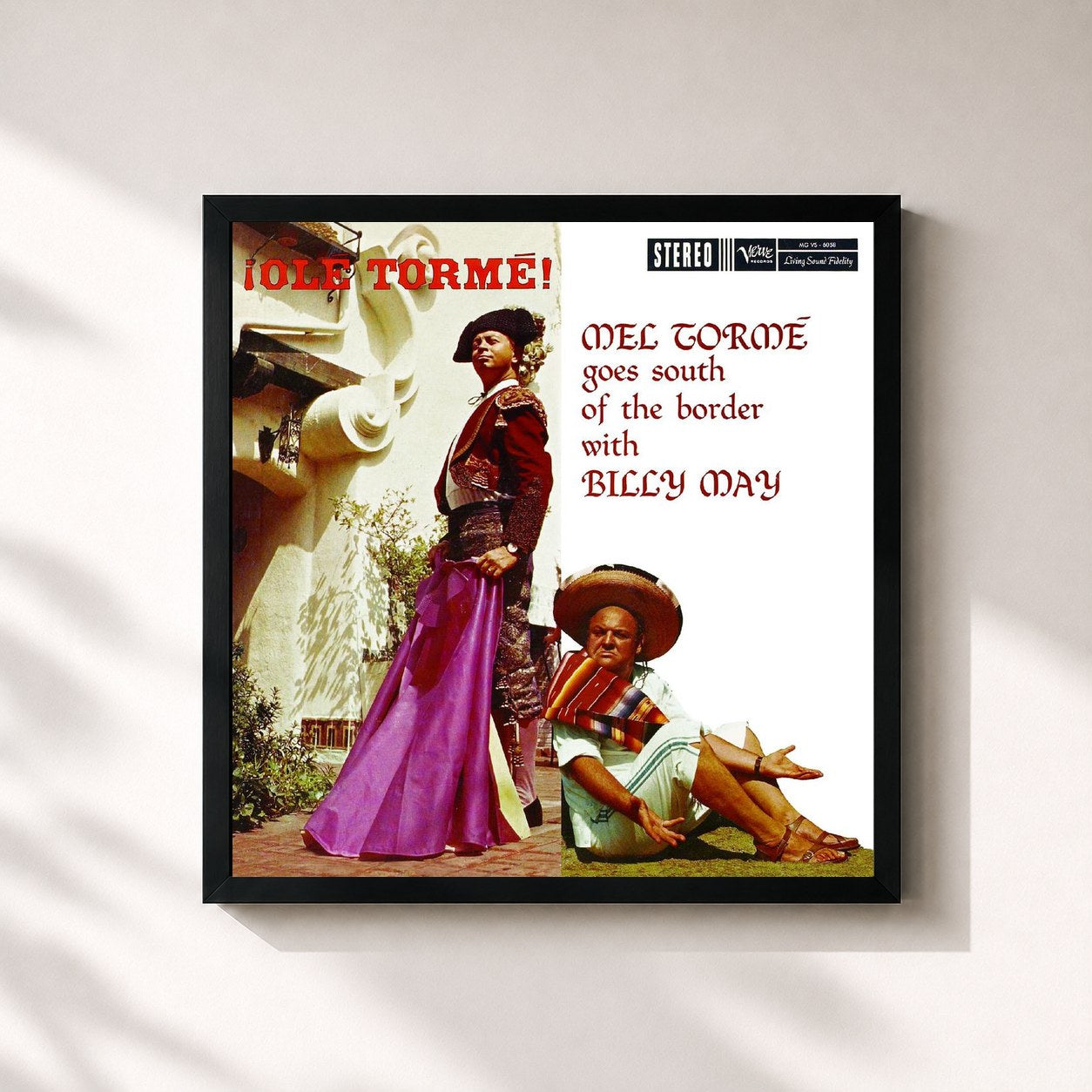 #noir Tableau carré de l'album Olé Tormé de Mel Tormé, cadre noir 32x32 cm