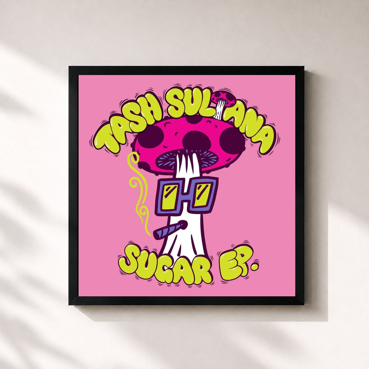 #noir Tableau carré de l'album SUGAR EP. de Tash Sultana, cadre noir 32x32 cm