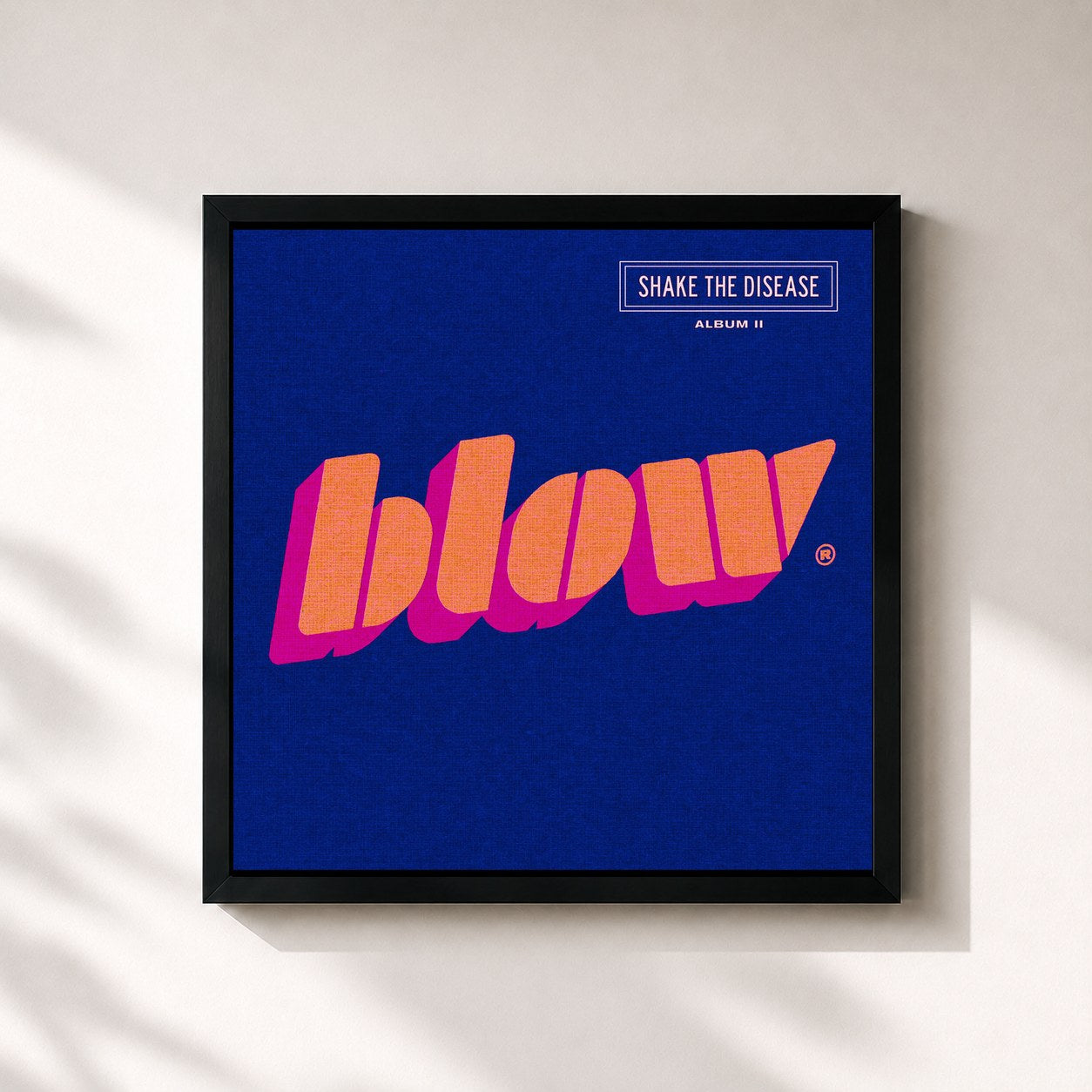 #noir Tableau carré de l'album Shake the Disease de BLOW, cadre noir 32x32 cm