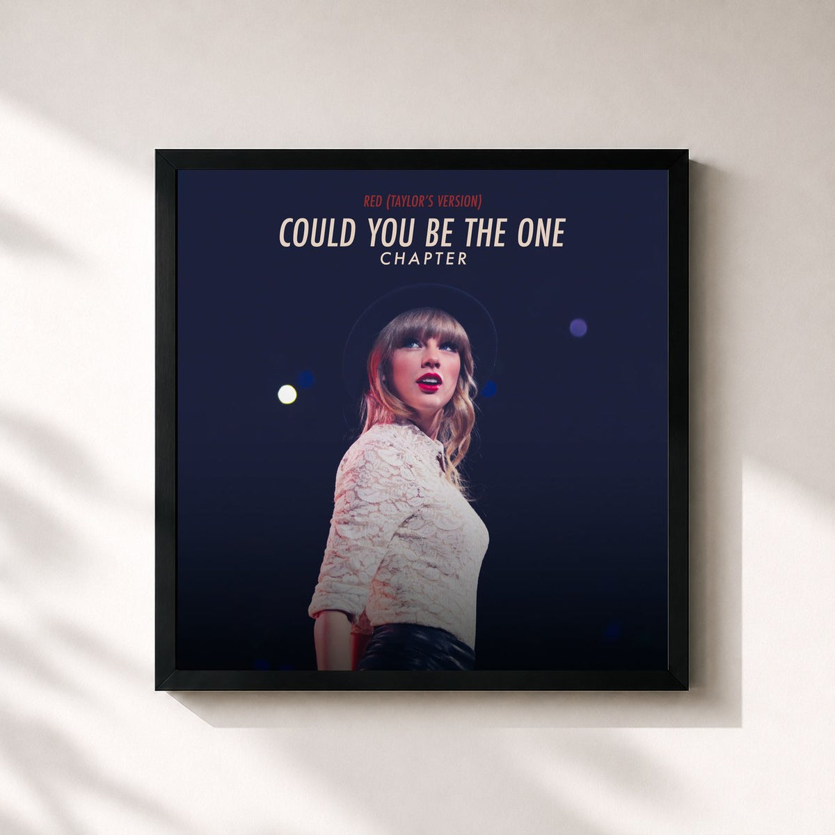 #noir Tableau carré de l'album Red (Taylor’s Version): Could You Be The One Chapter de Taylor Swift, cadre noir 32x32 cm