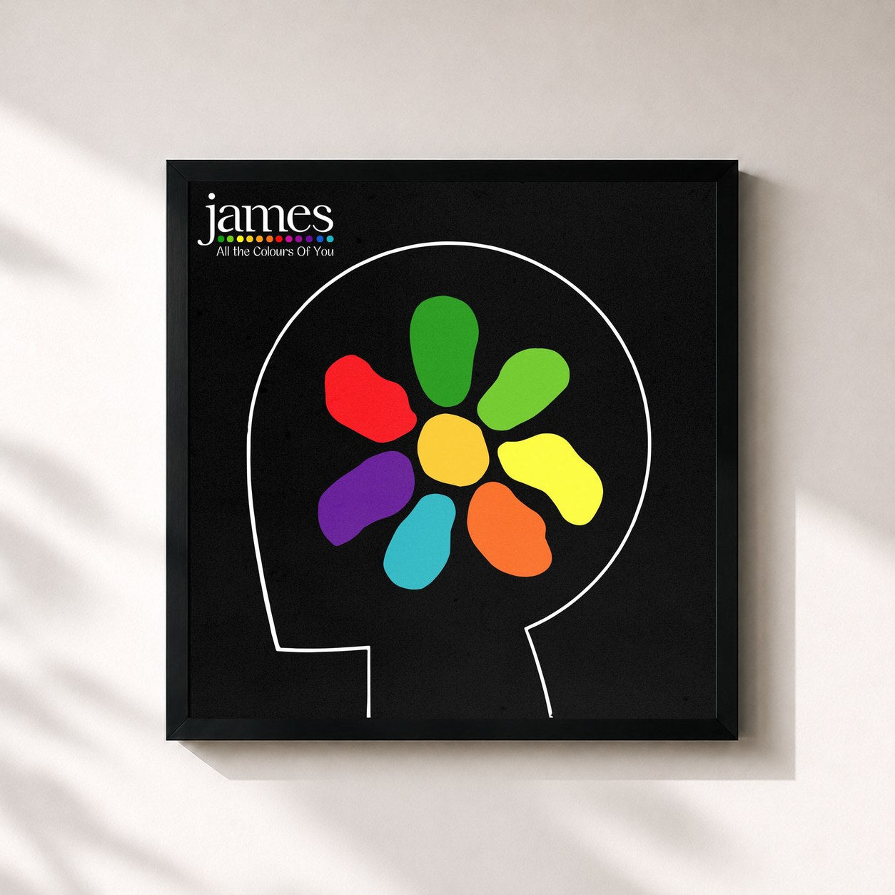 #noir Tableau carré de l'album All The Colours Of You de James, cadre noir 32x32 cm