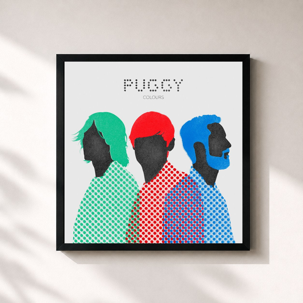#noir Tableau carré de l'album Colours de Puggy, cadre noir 32x32 cm