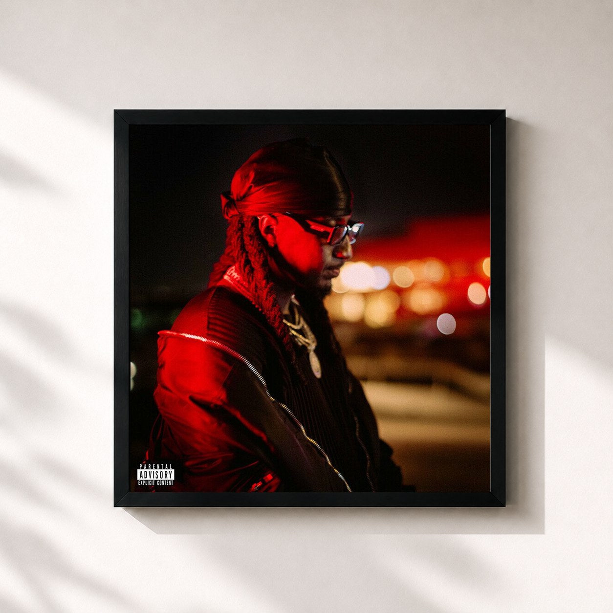 #noir Tableau carré de l'album Float 2 London de K Camp, cadre noir 32x32 cm