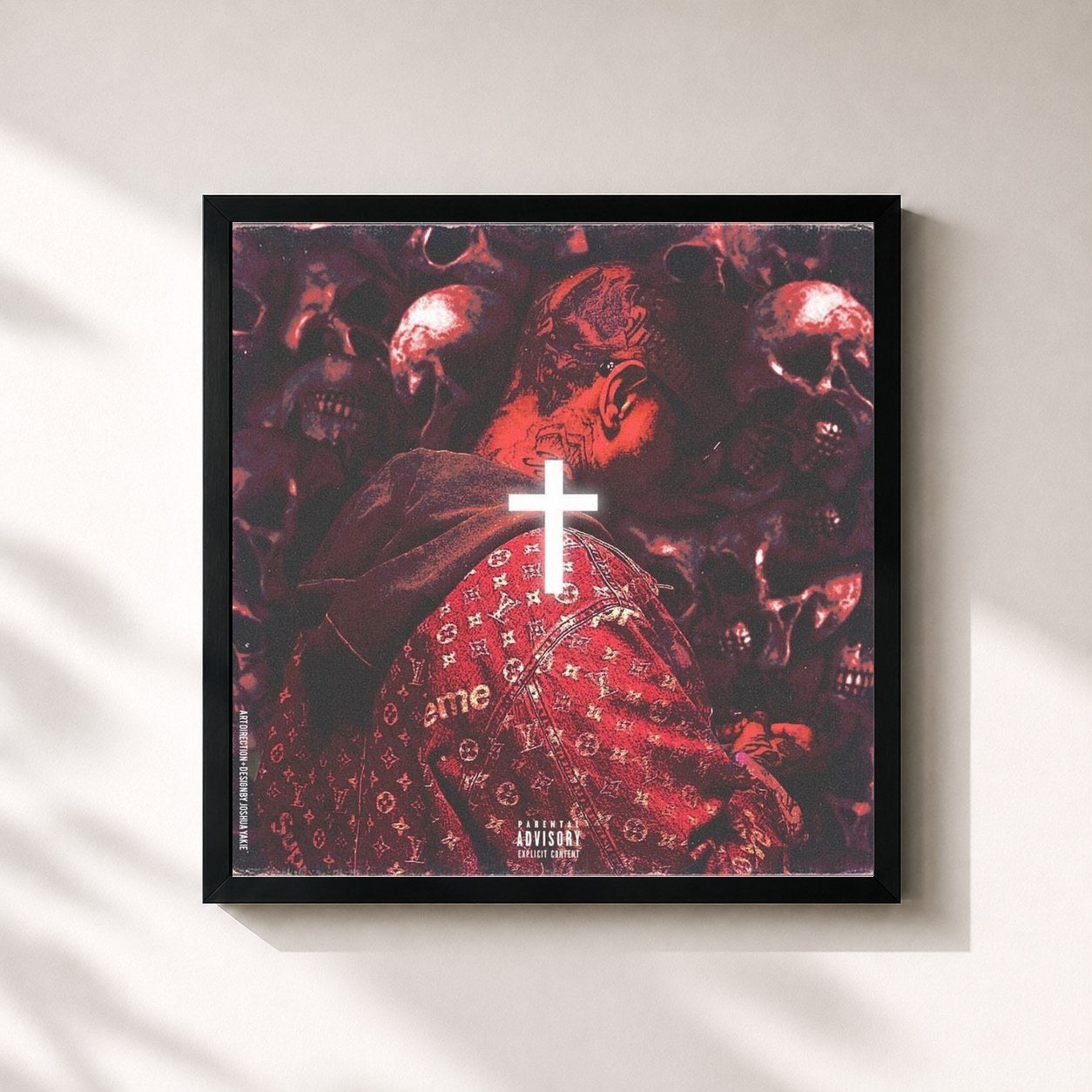 #noir Tableau carré de l'album Trap Ye Season 2 de Southside, cadre noir 32x32 cm