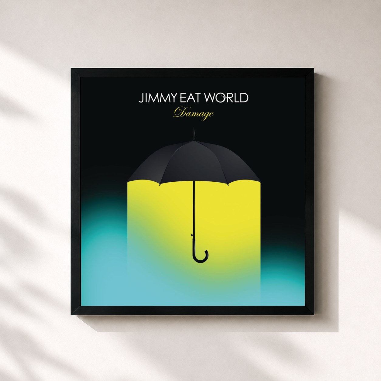 #noir Tableau carré de l'album Damage de Jimmy Eat World, cadre noir 32x32 cm