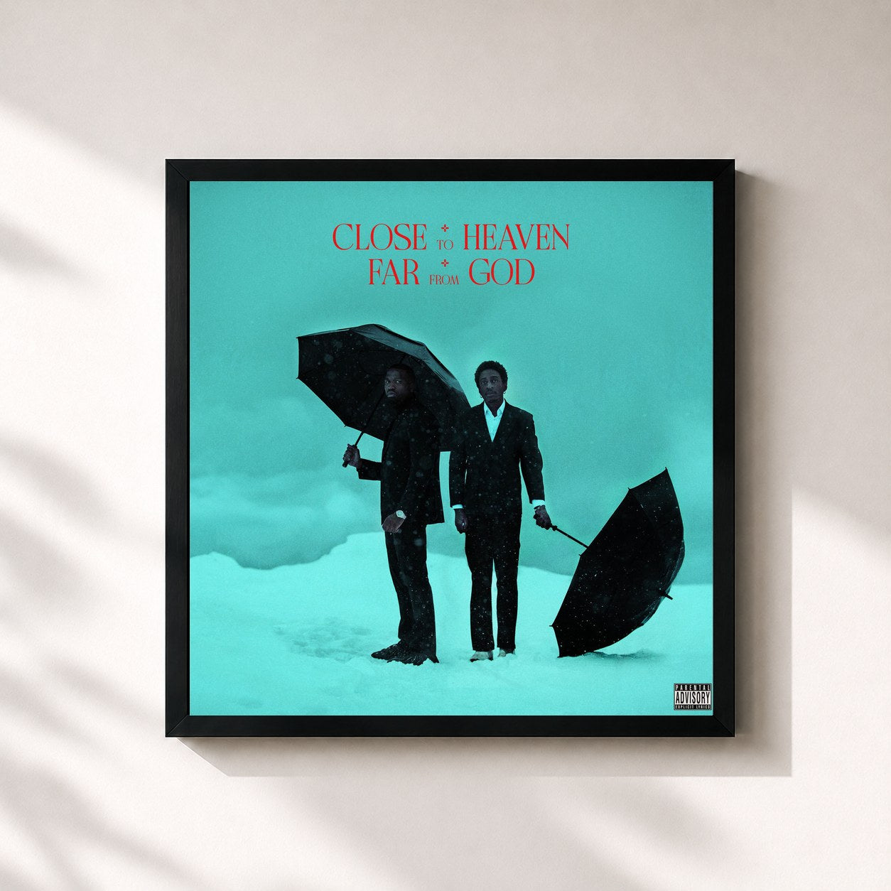 #noir Tableau carré de l'album Close To Heaven Far From God de 88GLAM, cadre noir 32x32 cm