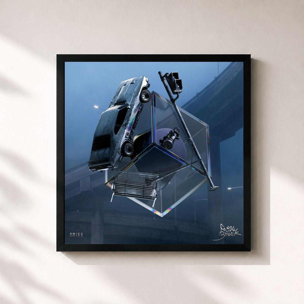 #noir Tableau carré de l'album Fe3O4: BREAK de NMIXX, cadre noir 32x32 cm
