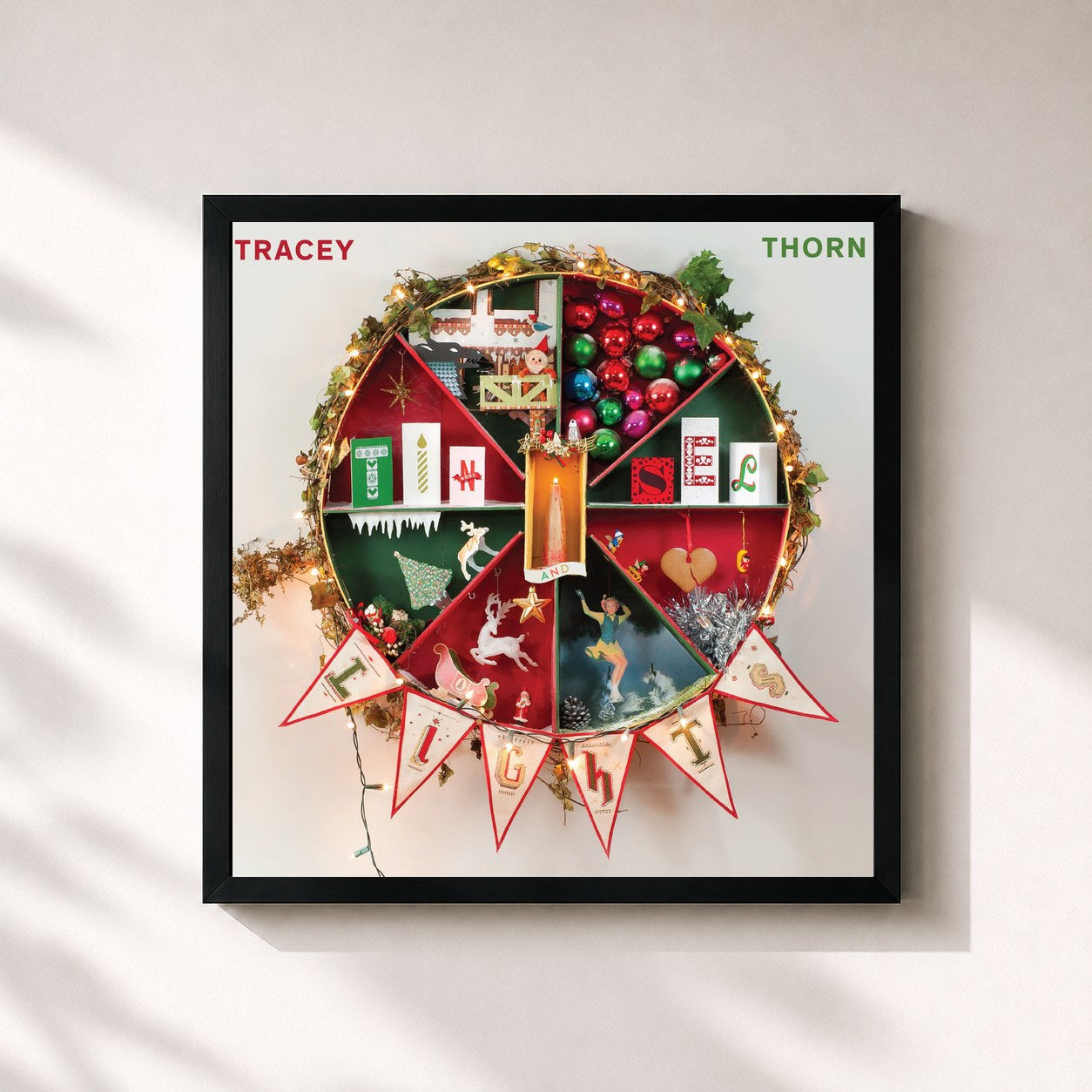#noir Tableau carré de l'album Tinsel and Lights de Tracey Thorn, cadre noir 32x32 cm