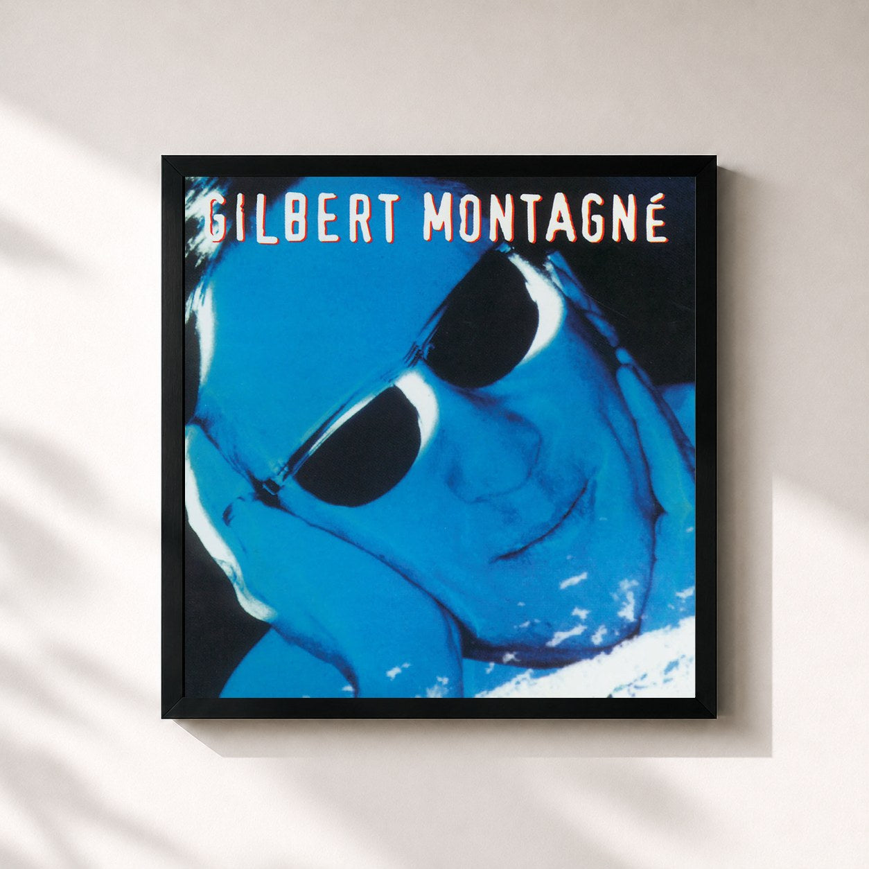#noir Tableau carré de l'album Comme une étoile de Gilbert Montagné, cadre noir 32x32 cm