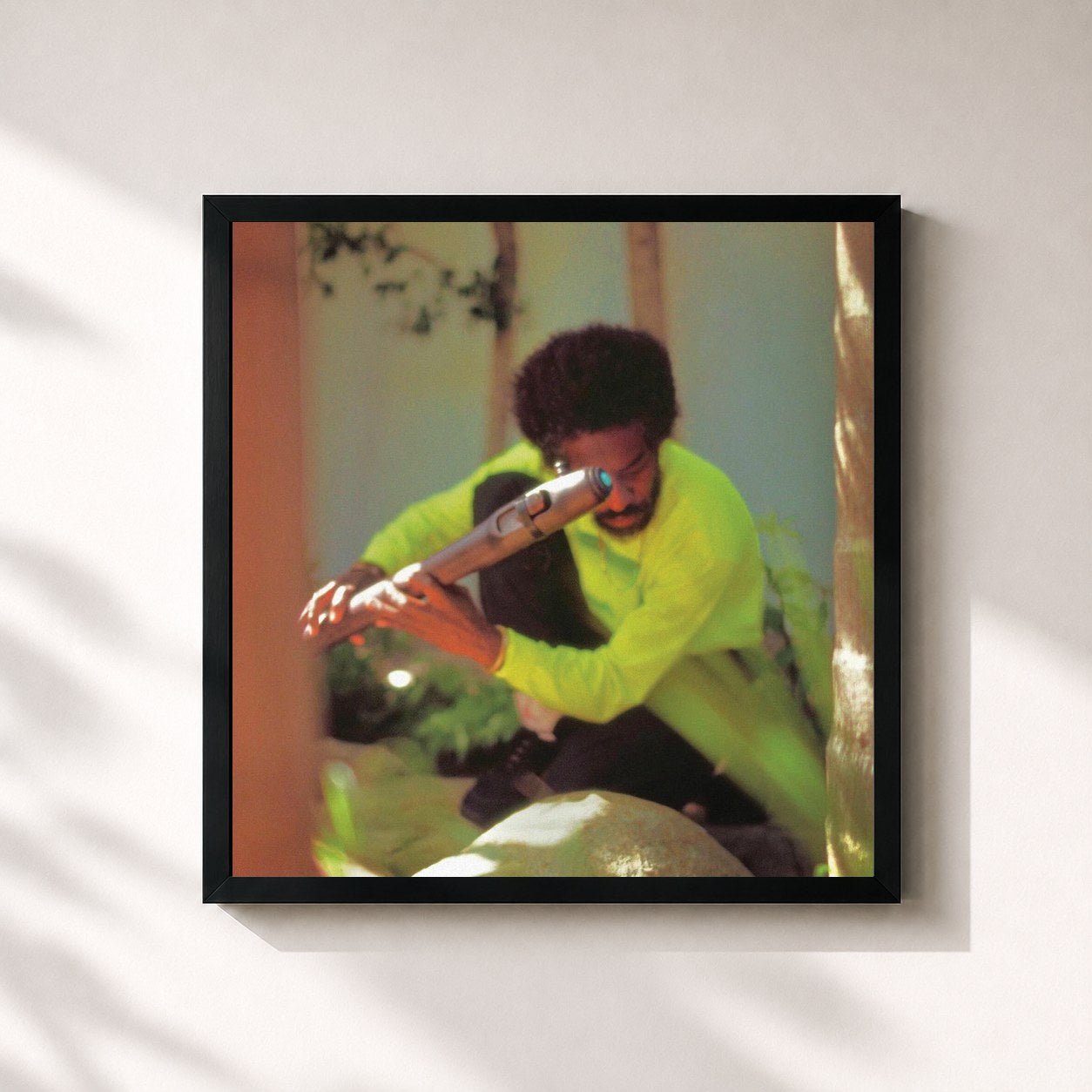 #noir Tableau carré de l'album New Blue Sun de André 3000, cadre noir 32x32 cm