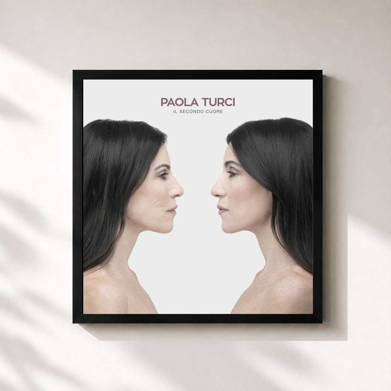 #noir Tableau carré de l'album Il secondo cuore de Paola Turci, cadre noir 32x32 cm