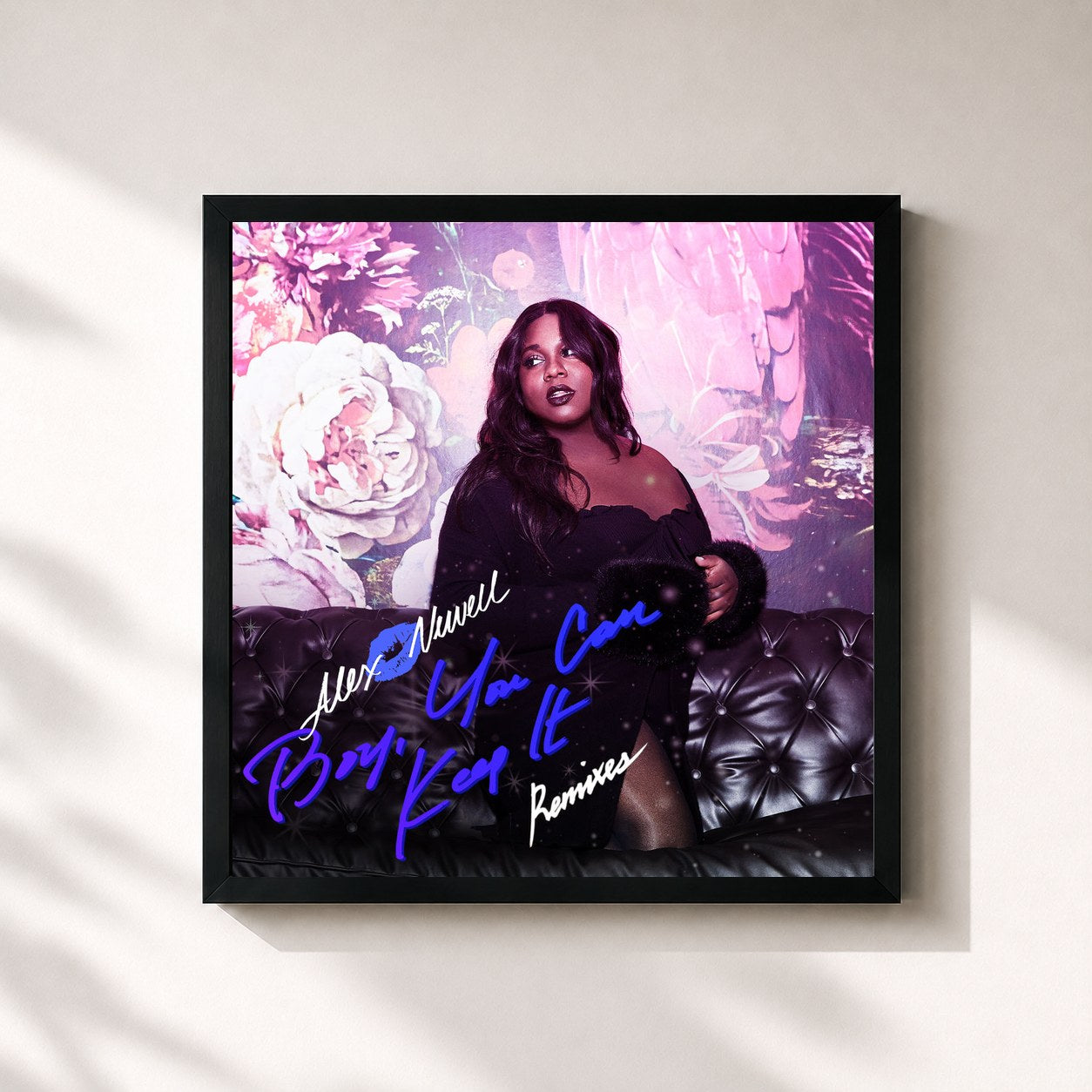 #noir Tableau carré de l'album Boy, You Can Keep It (Remixes) de Alex Newell, cadre noir 32x32 cm
