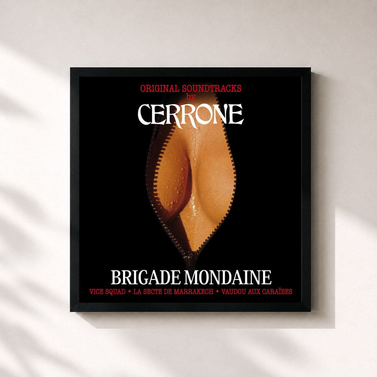 #noir Tableau carré de l'album Brigade Mondaine - Intégrale de Cerrone, cadre noir 32x32 cm