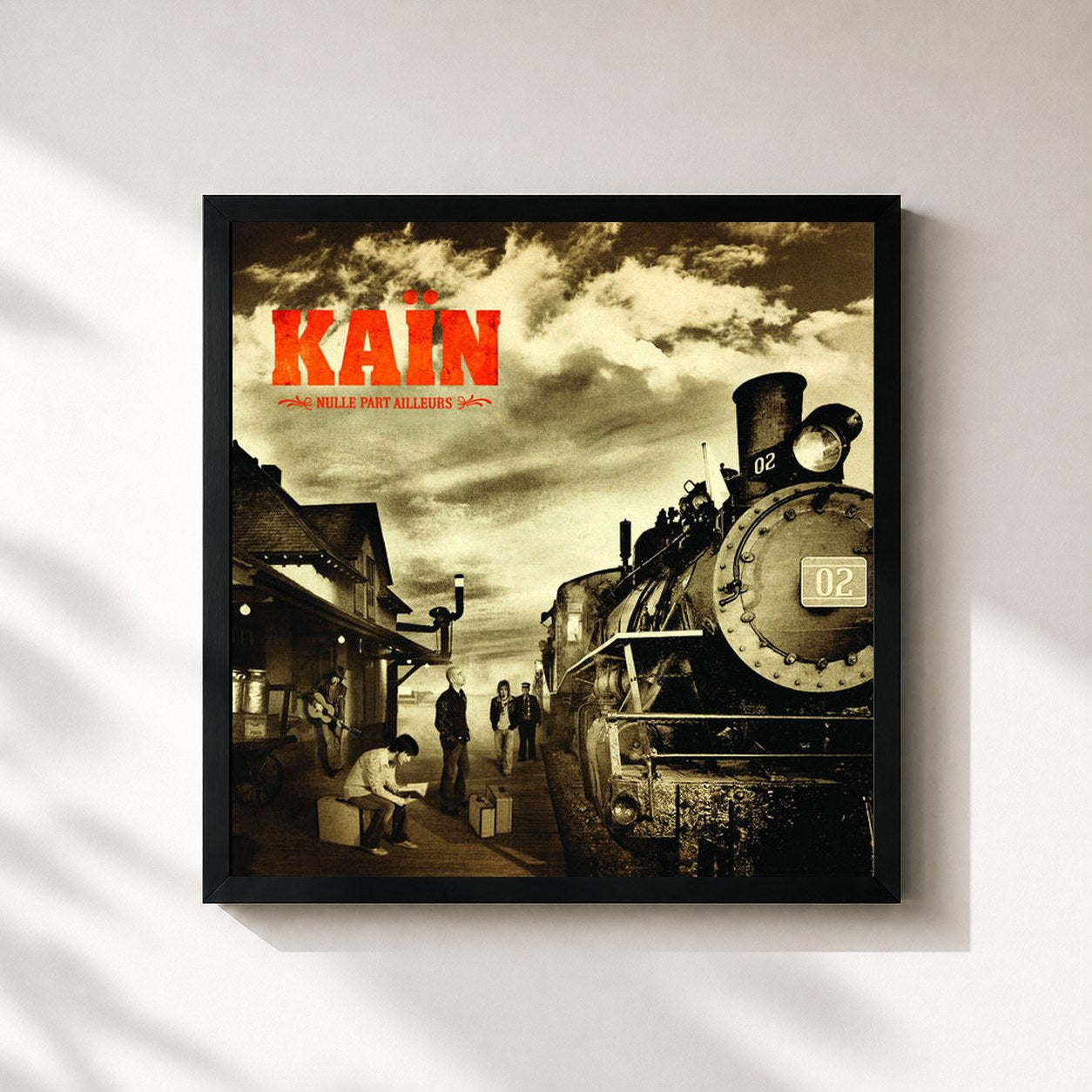 #noir Tableau carré de l'album Nulle part ailleurs de Kain, cadre noir 32x32 cm