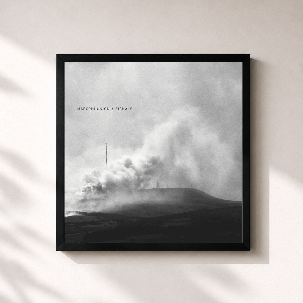 #noir Tableau carré de l'album Signals de Marconi Union, cadre noir 32x32 cm